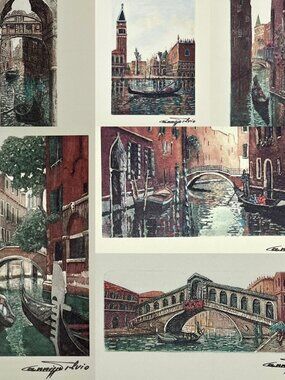 Silvio Cannizzo Venice Italy Signed Art Postcard Set Of 6 Etching Painting